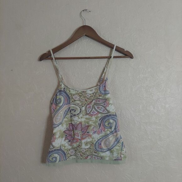 Women's Multicolor Paisley Spaghetti Strap Y2K Tank Top (Estimated) Sz Medium - Picture 1 of 7